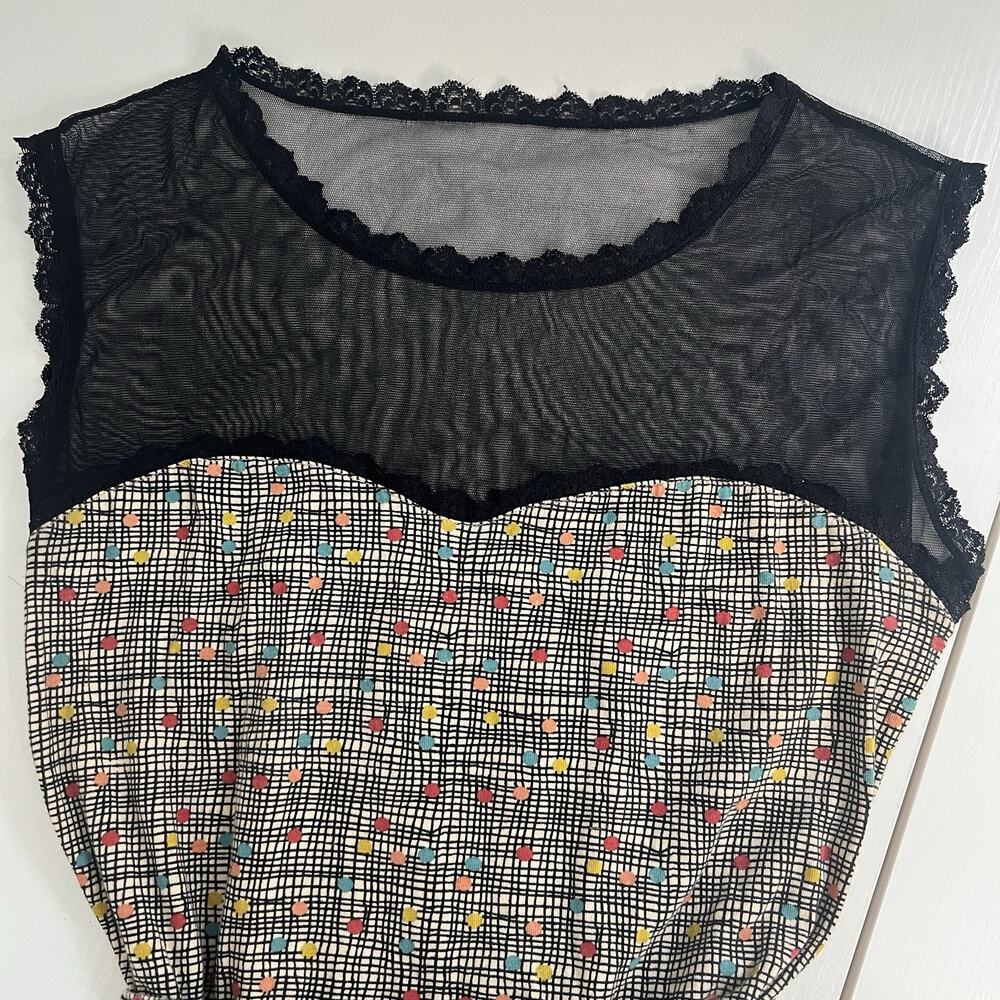 Vintage Inspired Effies Heart Dress POCKETS Geometric Shapes & Lace Maxi Size M